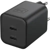 3MK Chargeur double USB-C , compatible PD 3.0 / QC 45W, 3A, ultra-compact, technologie GaN, couleur noire