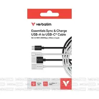 Verbatim Lot de 2 cables Essentials Sync & Charge USB-A vers USB-C 18W M/M 1m (Noir/Blanc)