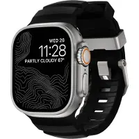 Nomad Rocky Point Band Natural 46/49mm Carbon Black (Caoutchouc fluoroélastomère, Fluoroélastomère FKM, Matériau FKM, Titane grade 2, Titane grade 5), Sangles de montre, Noir