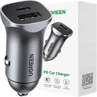 UGREEN Usb Type C / Usb 24W Power Delivery Quick Charge Car Charger Gris (30780)
