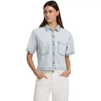 GUESS Jeans W5gh0fd5m83 Boxy Fit Short Sleeve Shirt Bleu S Femme