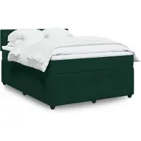 vidaXL Lit boxspring avec matelas vert foncé 160x200 cm velours