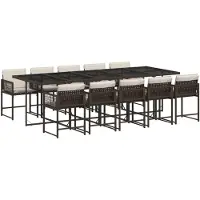 vidaXL Ensemble de jardin 11 pièces avec coussins Marron Poly rotin