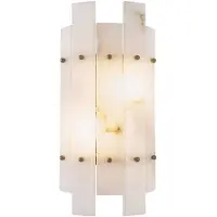 Casa Padrino Applique murale de luxe albâtre / laiton antique 19 x 10 x H. 40 cm - Applique murale de salon avec abat-jour albâtre - Luminaires de luxe - Intérieur de luxe - Meubles de luxe