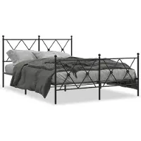 vidaXL Cadre de lit avec tête et pied de lit en métal noir 140x190 cm