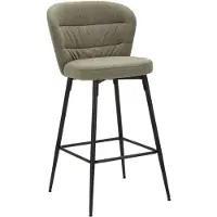 FURNLUX Lot De 2 Tabourets De Bar Losanna Verts 52 X 59 X 108 Cm - Tabourets En Tissu Avec Pieds En Métal Noir - Style Glamour Années 70