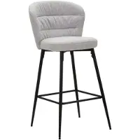 FURNLUX Lot De 2 Tabourets De Bar Losanna, Gris, 52 X 59 X 108 Cm - Tabourets En Tissu Avec Pieds En Métal Noir - Design Glamour Années 70