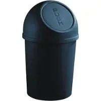 Helit Abfalleimer mit Push-Einwurfklappe, 6 Liter,schwarz