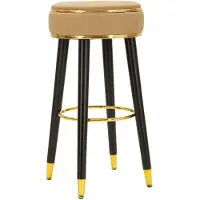 Mauro Ferretti Tabouret de bar London 37 x 74 x 38 cm Pin Métal Polyuréthane Noir Marron Or