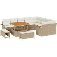 vidaXL Ensemble de salon de jardin , 12 pièces, 11 places, beige et crème