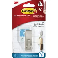Command Crochet de salle de bain métallique 3M « Modern » Taille : S, argenté Capacité de charge : 450 g