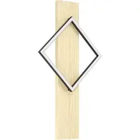 Eglo Applique murale LED intérieure Boyal, luminaire mural avec structure en bois, lampe murale pour couloir en bois clair et métal noir, projecteur mural, lumière blanc chaud, 56 cm