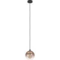 Eglo Suspension - 20 x 110 cm - 1 ampoule - Couleur cuivre - Noir - Verre - Acier