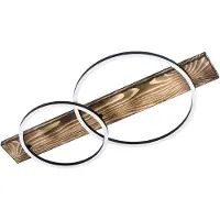 Eglo Plafonnier LED Boyal en métal noir avec socle en bois, 3000 K (blanc chaud)