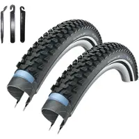 Bike-parts 2 pneus Schwalbe Marathon PLUS, modèle MTB Performance, taille 29 x 2,25 (57-622), couleur noire, avec démonte-pneus inclus