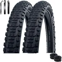 Schwalbe 2 pneus Johnny Watts Performance DD GreenGuard 29 x 2,35 (60-622), couleur noire avec éléments réfléchissants, + 2 chambres à air DV19, incluant les valves