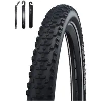 Schwalbe 1 pneu Smart Sam Addix DD Performance Line, 29 x 2,60 (65-622), noir/avec bandes réfléchissantes, incluant des démonte-pneus