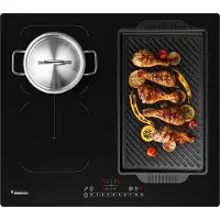 Kitchenbrothers Plaque de cuisson à induction - encastrable - 60 cm - 4 zones - 2x Flexzone - 1 et 2 phases - Jusqu'à 2400W - Noir