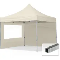TOOLPORT 3x3 m Tonnelle pliante Alu, PES 700, côtés panoramiques, crème