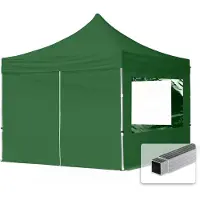 TOOLPORT 3x3 m Tonnelle pliante Alu, PES 700, côtés panoramiques, vert foncé
