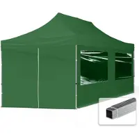 TOOLPORT 3x6 m Tonnelle pliante Alu, PES 700, côtés panoramiques, vert foncé