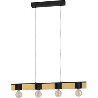 Eglo Lampe suspendue en bois Bailrigg 4 lumières
