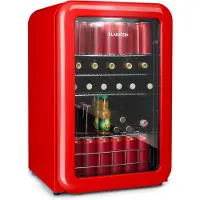 Klarstein PopLife Refroidisseur de boissons - mini-bar, réfrigérateur rétro, 0-10°C, seulement 39 dB, 115 L, écologique, porte à double vitrage, design rétro, rouge