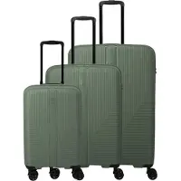 Travelite Valise à roulettes AIR STRIPE 4 roues, grande/moyenne, extensible, taille S, verte