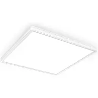 B.K.Licht Plafonnier LED dimmable ultra plat 42x42 cm carré 22 W 3000 lm 4000 K lumière neutre avec éclairage indirect et mémoire blanc panneau salon couloir