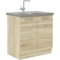 BigBuy Lassen Meuble Bas De Cuisine Sous Évier L 80 Cm - Décor Chene Clair Sonoma