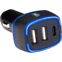 All Ride Chargeur de voiture USB - 2x connexion USB-A et USB-C - Power Delivery/ Fast Charge 18W - Connexion à l'allume-cigarette de la voiture - Plastique - Noir