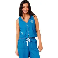 Rip Curl Catalina Island Chambray Short Sleeve Shirt Bleu L Femme