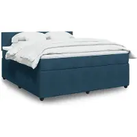 vidaXL Lit boxspring avec matelas bleu 180x200 cm velours