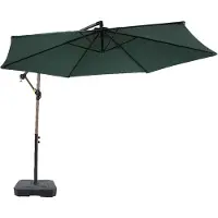 Axi Dion Parasol Rond Ø 300 Cm, Aspect Chêne/Vert - Pied De Parasol Inclus | Pour Le Jardin / Terrasse Avec Armature Thermolaquée | Pied En Croix