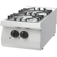 Maxima - Table de cuisson Gastro Heavy Duty - 2 brûleurs - Unité simple - 70 cm Profond - Gaz