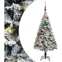 vidaXL Arbre de Noël artificiel avec 150 LEDs avec support blanc 150 cm