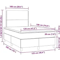 vidaXL Lit boxspring avec matelas gris clair 120x190 cm Tissu