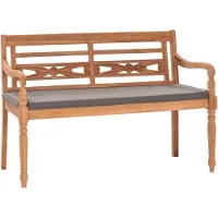 vidaXL Banc Batavia avec coussin gris foncé 120 cm teck massif