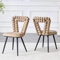 MODFU , ensemble de 2 chaises de salle à manger, chaise de cuisine en velours, fauteuil relax avec dossier en forme de triangle et pieds en métal. Idéal pour la salle à manger, style "chameau"