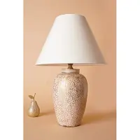 Opviq , lampe de table haut de gamme, corps en céramique, 35 cm de largeur, 53 cm de hauteur | Douille E27, 40 W max. | Design élégant en blanc et or, idéale pour les intérieurs rustiques.