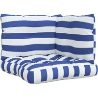 vidaXL Coussins de palette lot de 3 rayures bleues/blanches