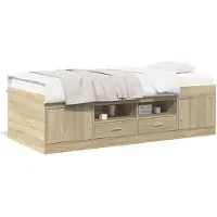 vidaXL Lit de jour avec tiroirs sans matelas Chêne Sonoma 90x190 cm