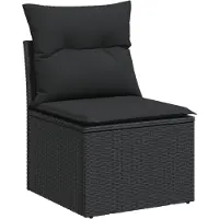 vidaXL Canapé de jardin sans accoudoirs avec coussins noir Poly rotin