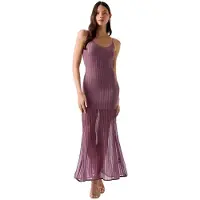 GUESS Sheer Sleeveless Dress Violet L Femme