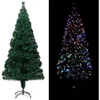 vidaXL Sapin de Noël artificiel avec support vert 180 cm fibre optique
