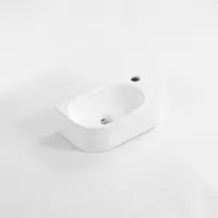 Qeramiq Pure Lavabo compact - 40x22x12cm - Droite - Lisse - semi-circulaire - 1 trou de robinet - Céramique - Blanc mat 8716RMW