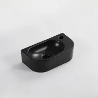 Qeramiq Pure Lave-mains - 40x22x12cm - Droite - Lisse - semi-circulaire - 1 trou de robinet - Céramique - Noir mat 8716RMB