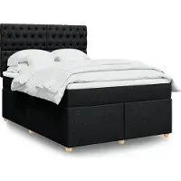 vidaXL Lit boxspring avec matelas noir 140x200 cm Tissu