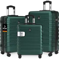 Deuba Set de 3x Valises Rigides M, L, XL - Serrure intégrée – Vert Foncé