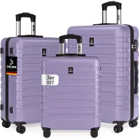 Deuba Valises Rigides Set de 3, Lila Pastel, ABS, 4 Roues 360°